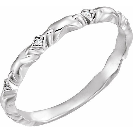 14K White .02 CTW Diamond Anniversary Band