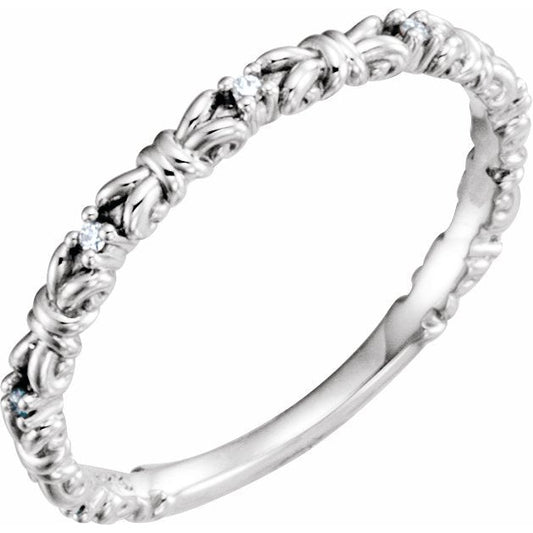 14K White .04 CTW Diamond Stackable Ring