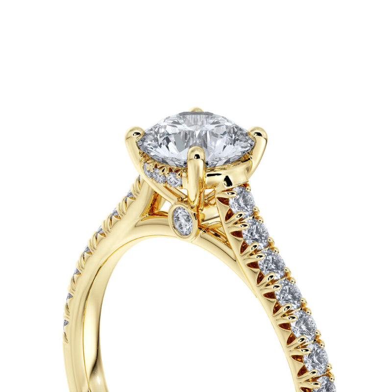 Sasha Primak Contour Cathedral French Pave Set Diamond Engagement Ring with Bezel Detail