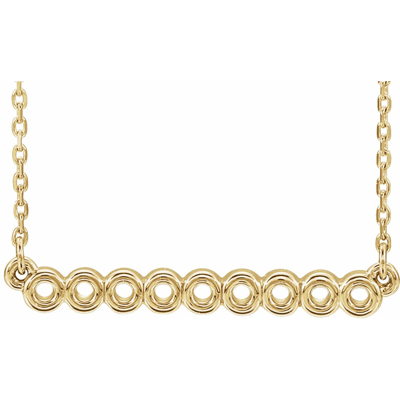 14K Yellow Circle Bar 16-18 Necklace