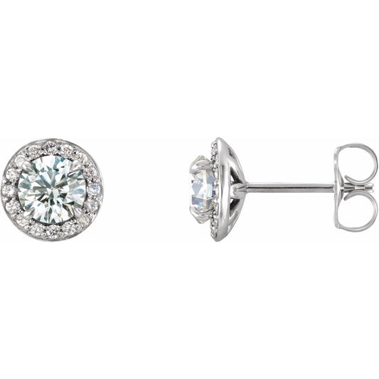 14K White 3/8 CTW Diamond Halo-Style Earrings
