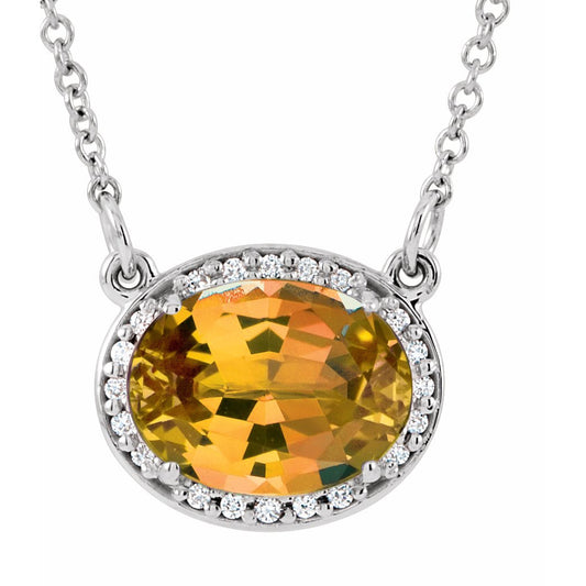 14K White Citrine & .05 CTW Diamond 16.5 Necklace