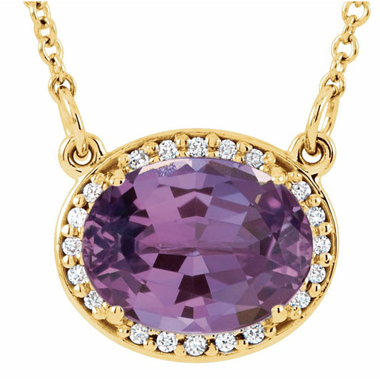 14K Yellow Amethyst & .05 CTW Diamond 16.5 Necklace