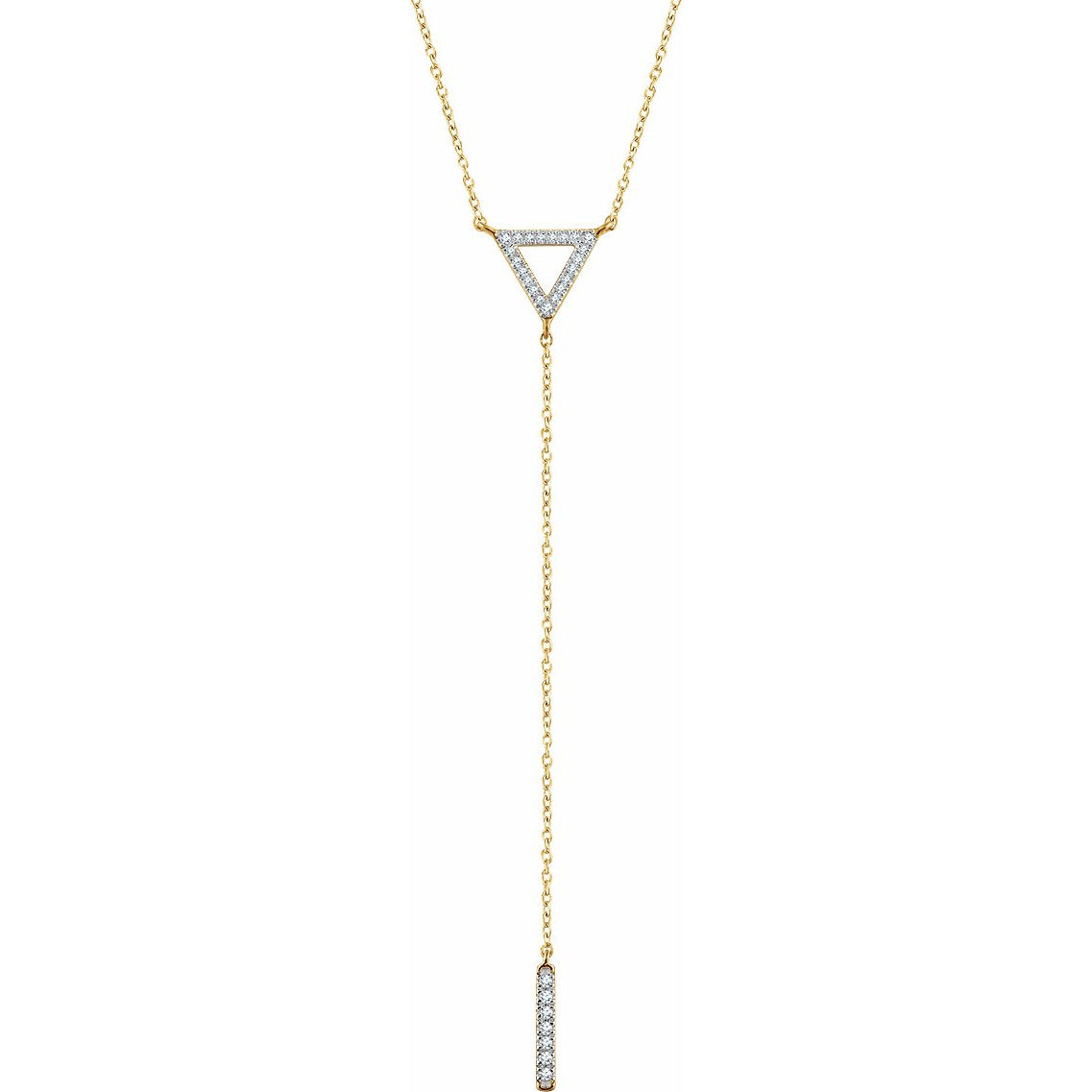 14K Yellow 1/6 CTW Diamond Triangle & Bar Y 16-18 Necklace