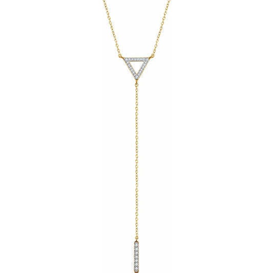 14K Yellow 1/6 CTW Diamond Triangle & Bar Y 16-18 Necklace