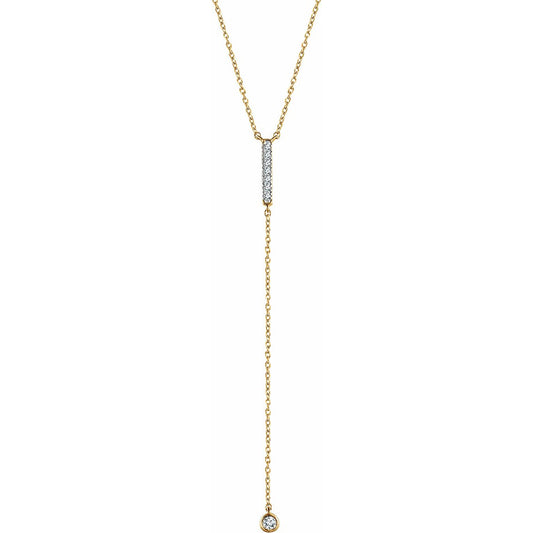 14K Yellow 1/8 CTW Diamond Bar Y 16-18 Necklace