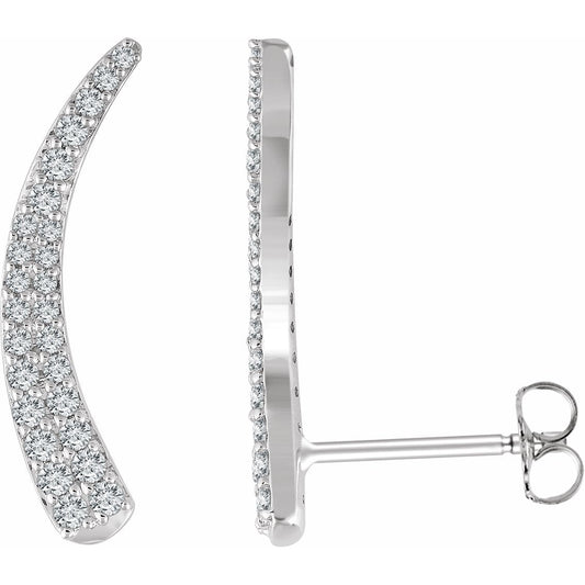 14K White 3/8 CTW Diamond Ear Climbers