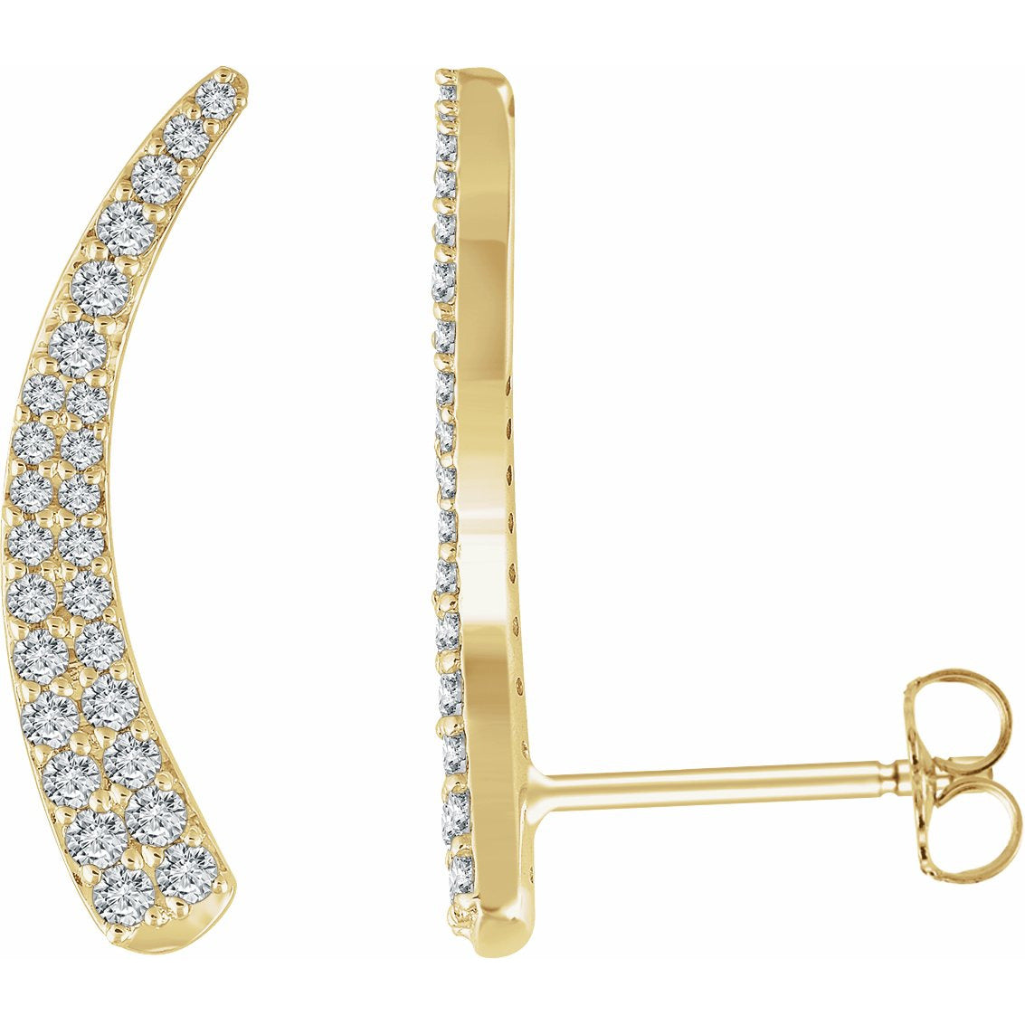 14K Yellow 3/8 CTW Diamond Ear Climbers
