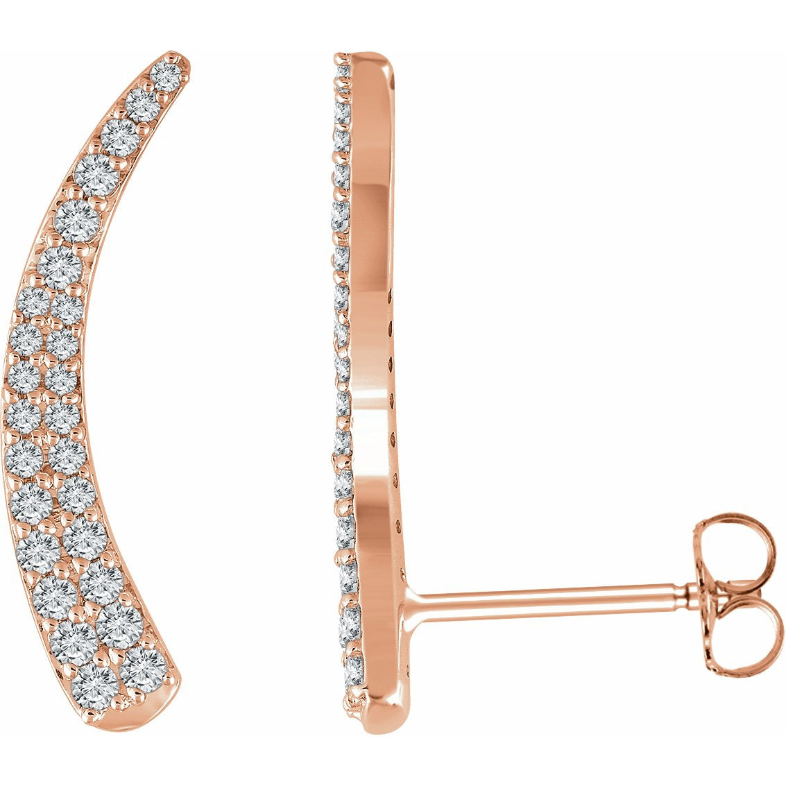 14K Rose 3/8 CTW Diamond Ear Climbers
