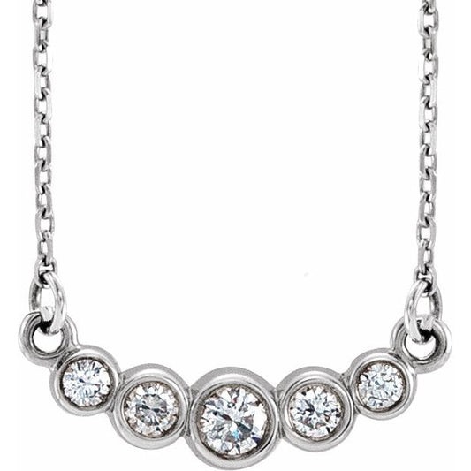 14K White Graduated Bezel-Set 1/5 CTW Diamond 16-18 Necklace