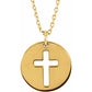 14K Yellow Pierced Cross Disc 16-18 Necklace