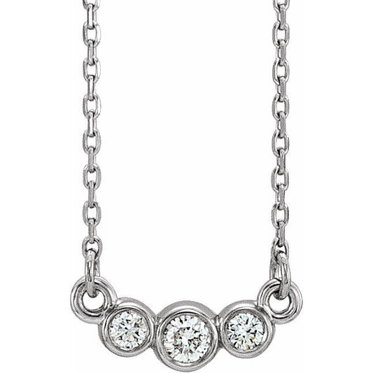 14K White Graduated Bezel-Set 1/8 CTW Diamond 16-18 Necklace
