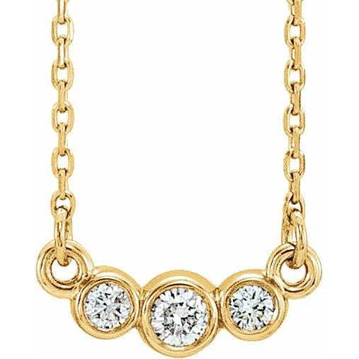 14K Yellow Graduated Bezel-Set 1/8 CTW Diamond 16-18 Necklace