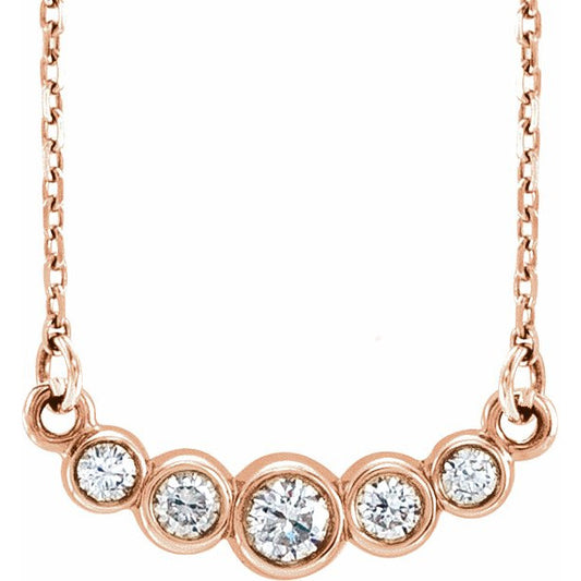 14K Rose Graduated Bezel-Set 1/5 CTW Diamond 16-18 Necklace