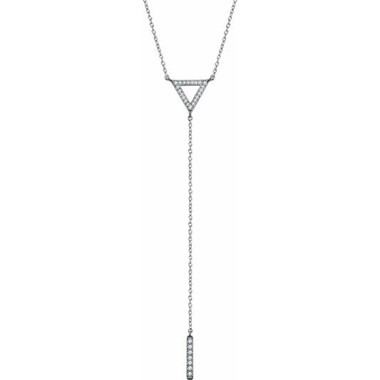 14K White 1/6 CTW Diamond Triangle & Bar Y 16-18 Necklace