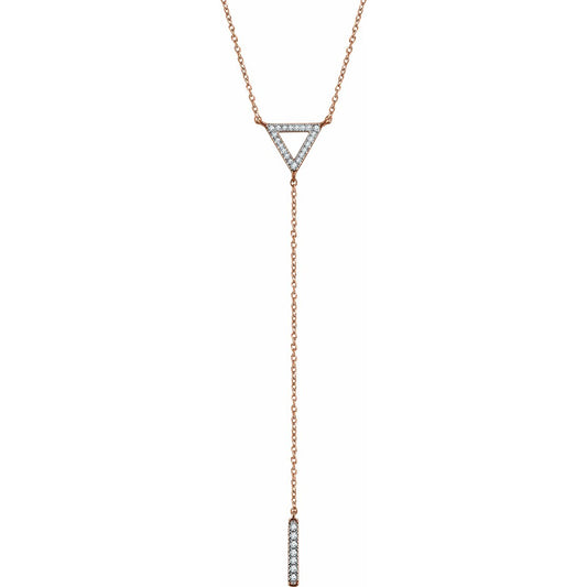 14K Rose 1/6 CTW Diamond Triangle & Bar Y 16-18 Necklace
