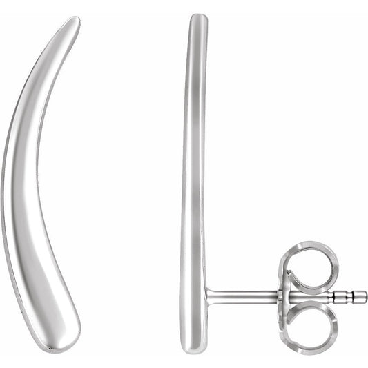 14K White Curved Ear Climbers