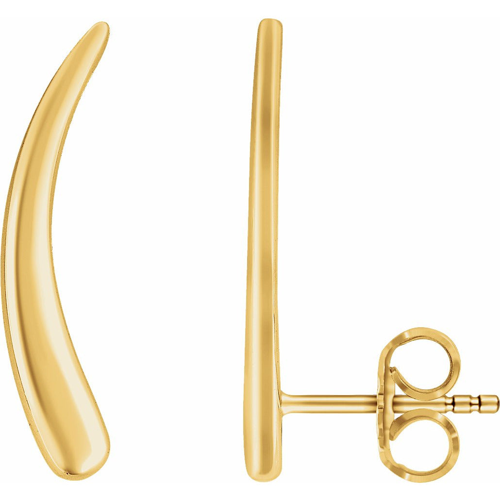 14K Yellow Curved Ear Climbers