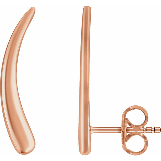 14K Rose Curved Ear Climbers