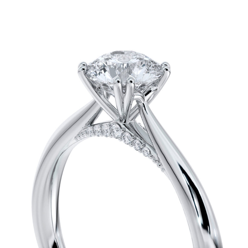 Unique Diamond 4 Prong Under Halo Pave Diamond Engagement Ring