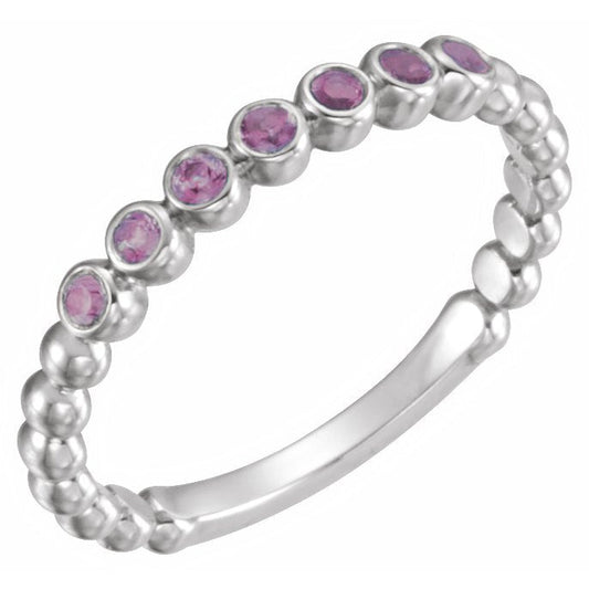 14K White Amethyst Stackable Ring