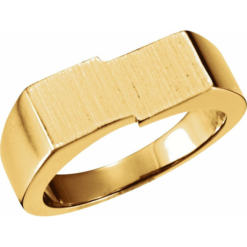 14K Yellow 16x9 mm Rectangle Signet Ring