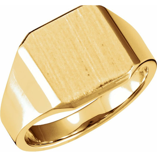 14K Yellow 14 mm Octagon Signet Ring