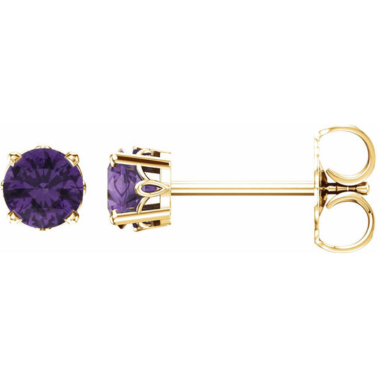 14K Yellow Amethyst 4-Prong Scroll Settingu00ae Stud Earrings