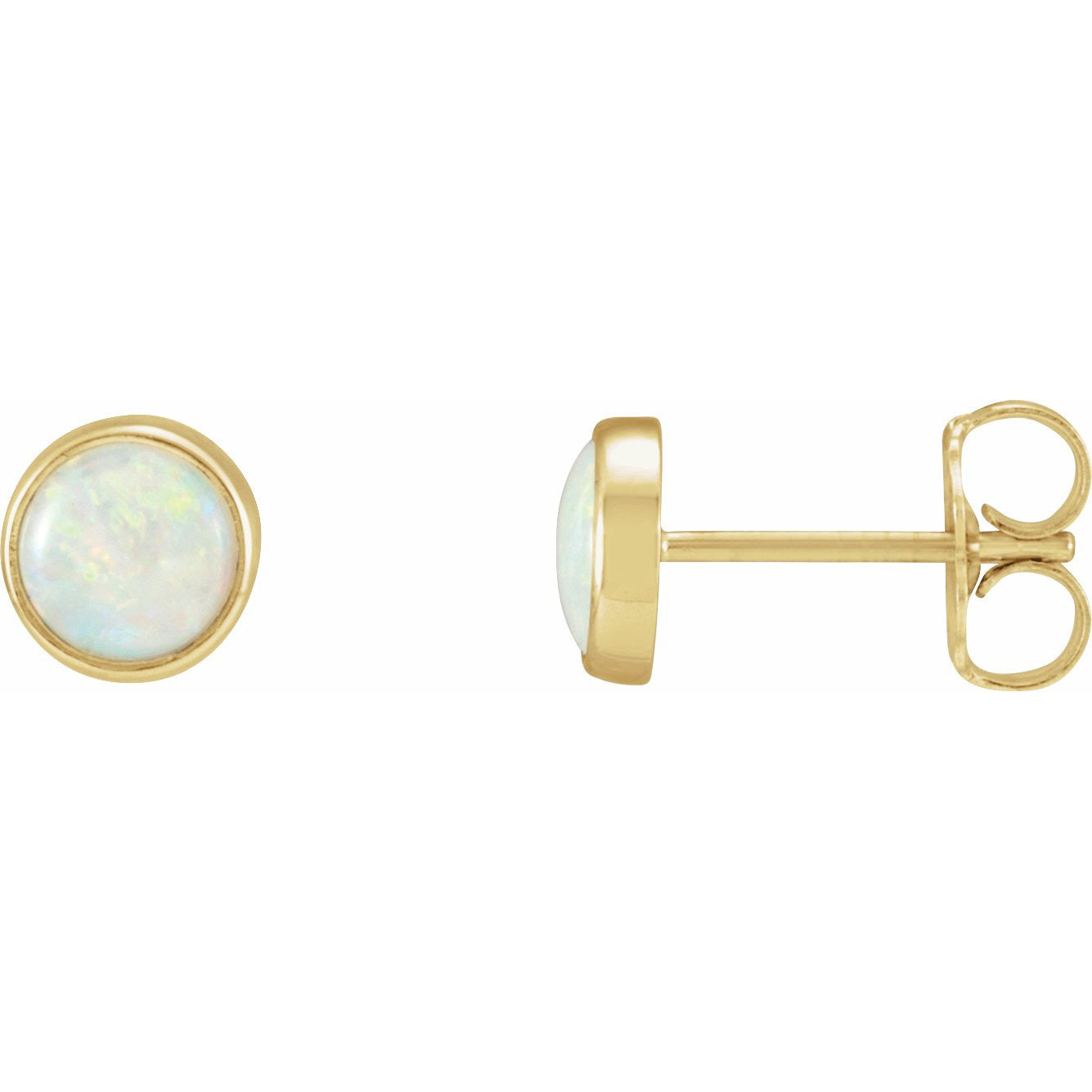 14K Yellow Bezel-Set Opal Earrings