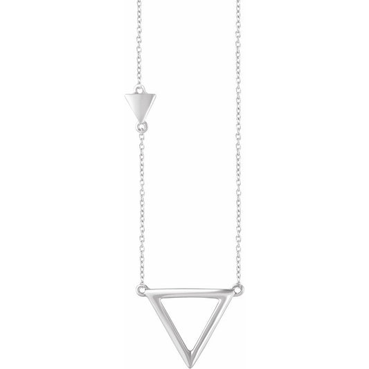 14K White Triangle 18 Necklace