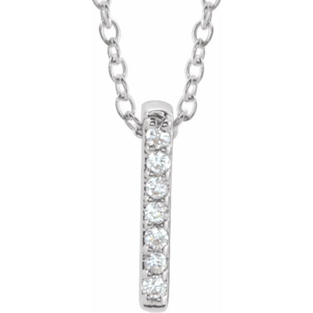 14K White .05 CTW Diamond Bar 16-18 Necklace