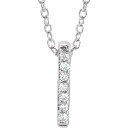 14K White .05 CTW Diamond Bar 16-18 Necklace