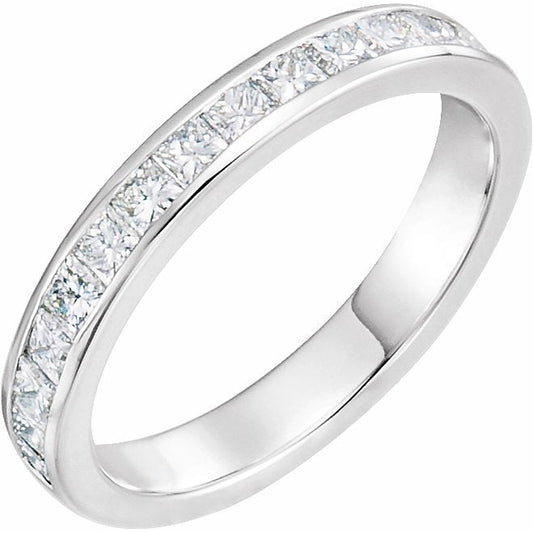 14K White 2 mm Square 7/8 CTW Diamond Channel-Set Band