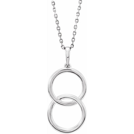 14K White Interlocking Circle 18 Necklace