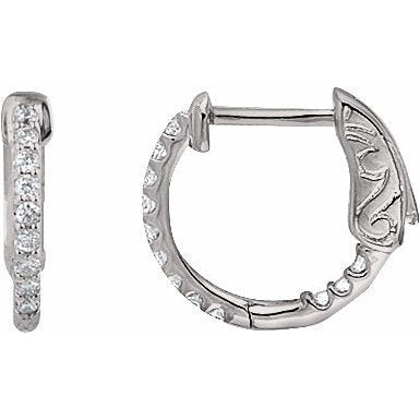 Platinum 1/4 CTW Diamond Inside-Outside 14.5 mm Hoop Earrings