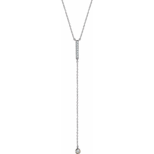 14K White 1/8 CTW Diamond Bar Y 16-18 Necklace