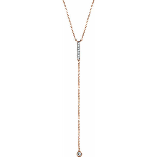 14K Rose 1/8 CTW Diamond Bar Y 16-18 Necklace