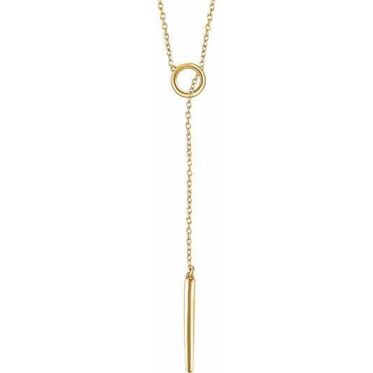 14K Yellow Circle and Bar Y 18 Necklace