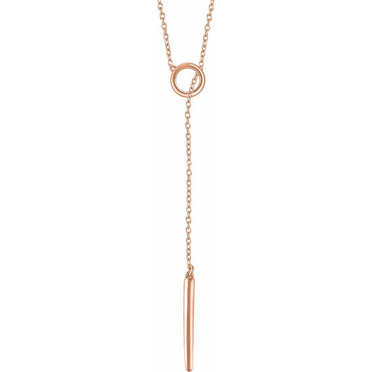 14K Rose Circle and Bar Y 18 Necklace