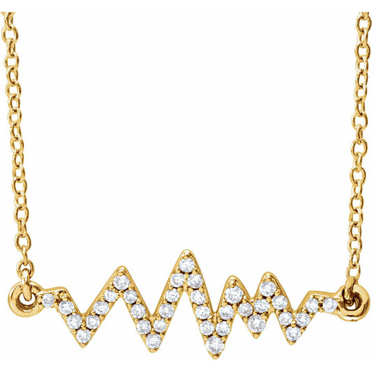14K Yellow 1/6 CTW Diamond Heartbeat 16-18 Necklace