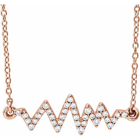 14K Rose 1/6 CTW Diamond Heartbeat 16-18 Necklace