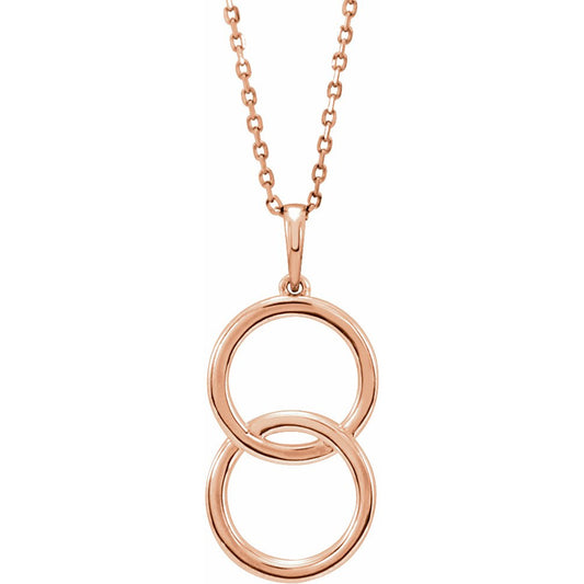 14K Rose Interlocking Circle 18 Necklace