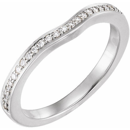 14K White 1/4 CTW Diamond Curved Band