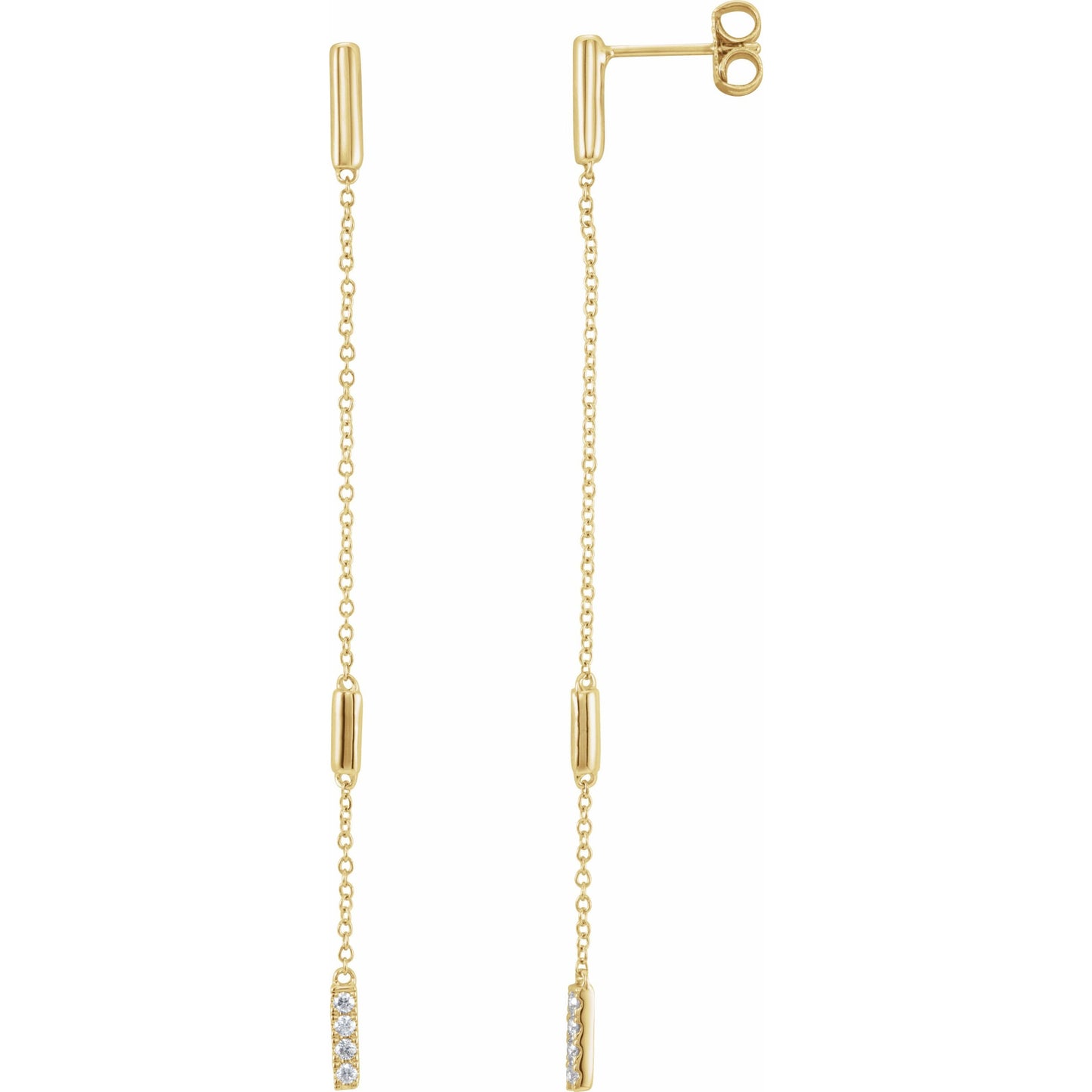 14K Yellow 1/10 CTW Diamond Chain Earrings