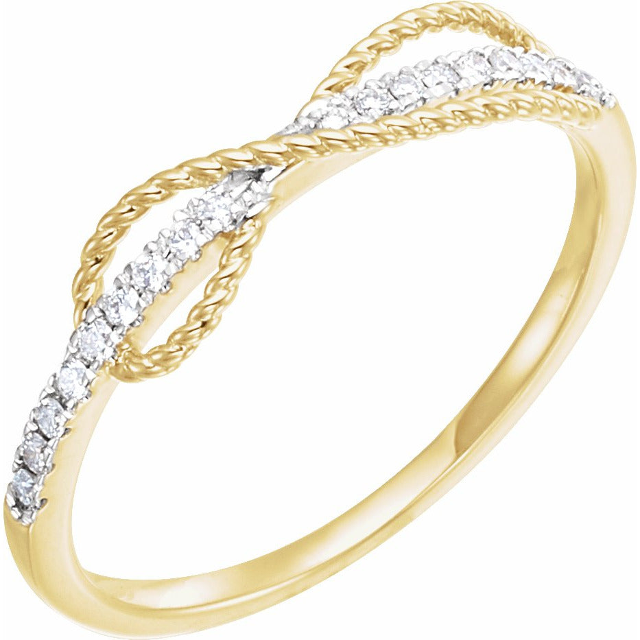 14K Yellow 1/10 CTW Diamond Infinity-Inspired Ring