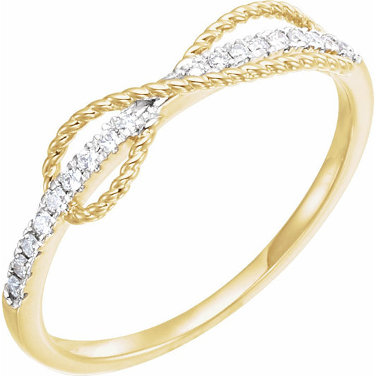 14K Yellow 1/10 CTW Diamond Infinity-Inspired Ring