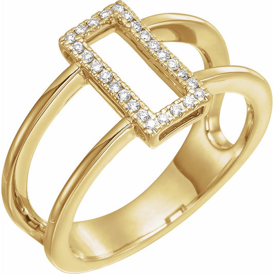 14K Yellow .10 CTW Rectangle Geometric Diamond Ring