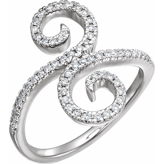 14K White 1/3 CTW Diamond Swirl Ring