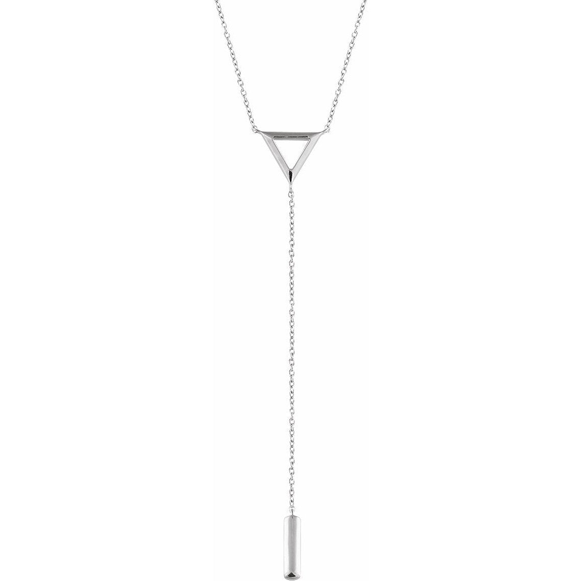 14K White Triangle & Bar Y 16-18 Necklace