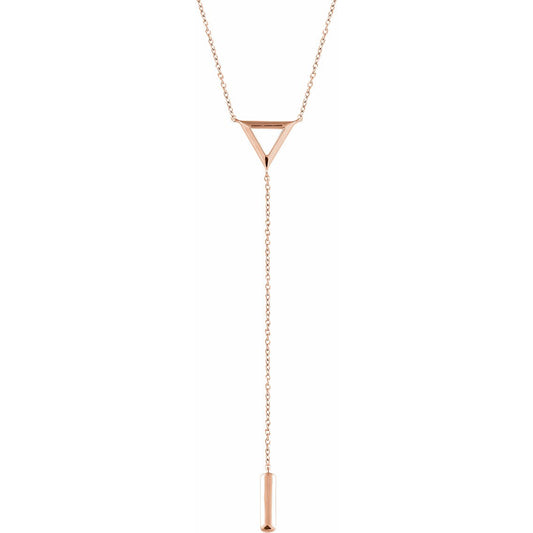 14K Rose Triangle & Bar Y 16-18 Necklace
